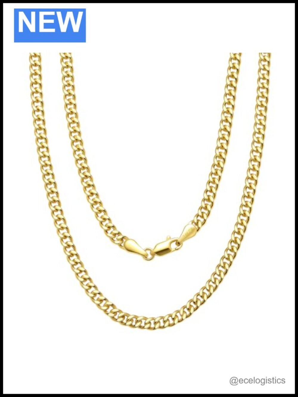 14K Gold Cuban Chain Necklace 4mm Lobster Clasp Everyday Gift
